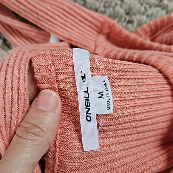 Oneill aquaria ribbed v neck midi dress medium slit - Picture 5 of 8